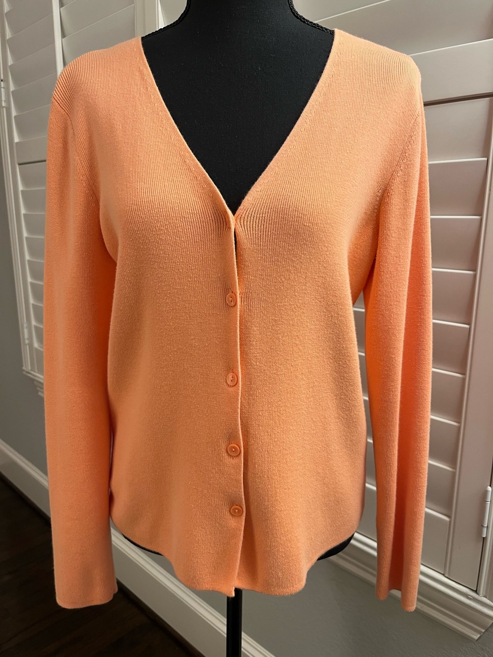 Vintage Designers Originals Cotton V Neck Button Cardigan Sweater Coral Sz Sm